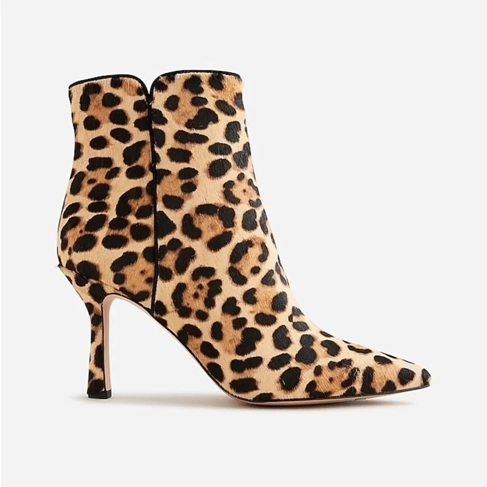 J Crew Pointed-toe ankle boots in leopard calf hair BT914